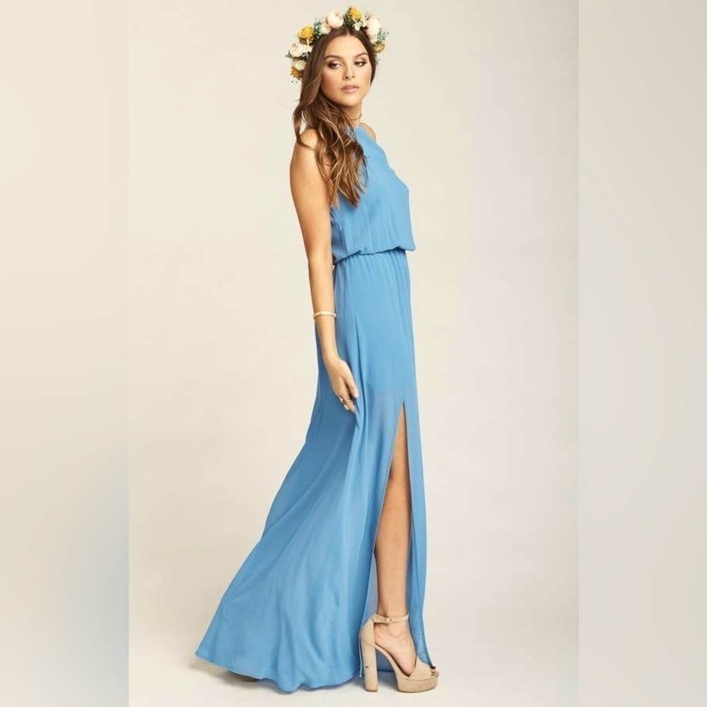 NWT Show Me Your Mumu Heather Halter Dress Size XXS Coastal Blue